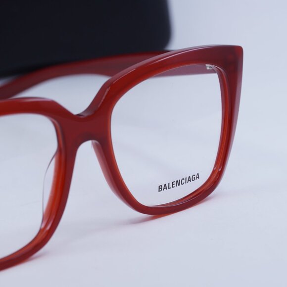 Balenciaga BB0062O 004 Cat Eye Eyeglasses 53mm - Shiny Red - Picture 3 of 9